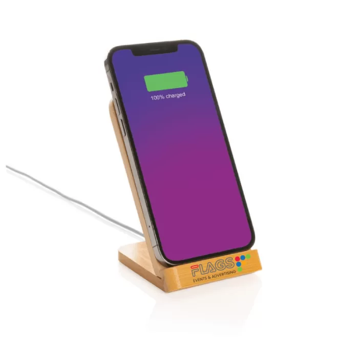 Bamboo Wireless Charger Stand - Flags Qatar