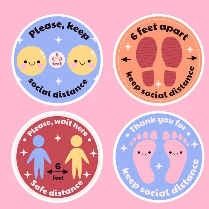 Circular Social Distancing Floor Stickers jpg